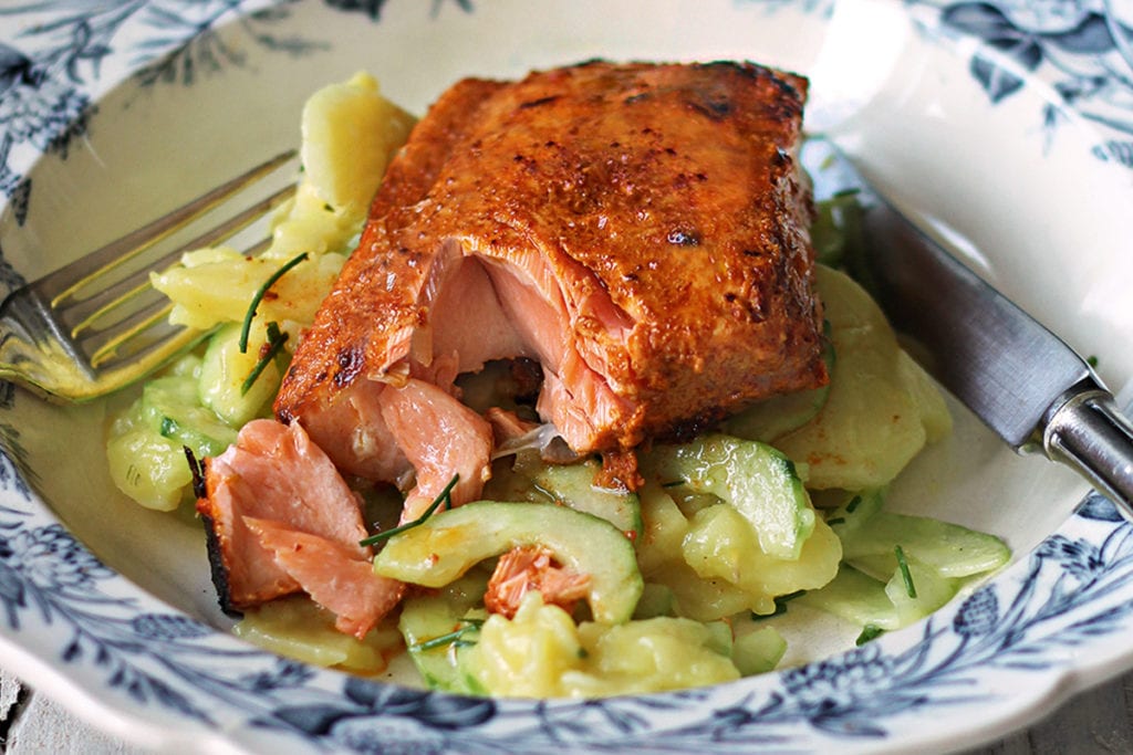 Tandoori-Lachs mit Gurken-Kartoffelsalat KITZ-Magazin München