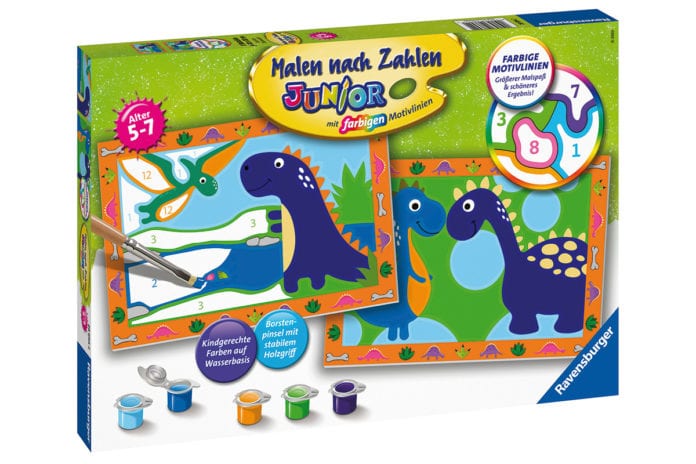 Gewinnspiel Maöen nach Zahlen von Ravensburger Dinosaurier Dinos Kitz familie Muenchen Familienmagazin